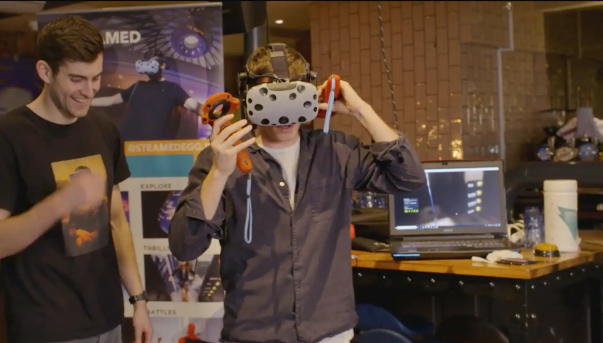 A contributor wearing a virtual reality headset during the Roadmap filming sequence